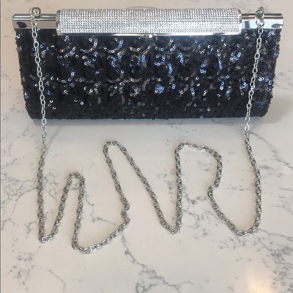 NWT Kate Landry black sequin crossbody/clutch
